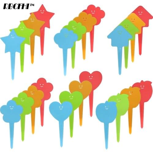 30/50PCS Lovely Type Thick Plastic Plant Smiling Face Tags Nursery Garden Marker Stakes Waterproof Vegetable Herbs Sign Reusable