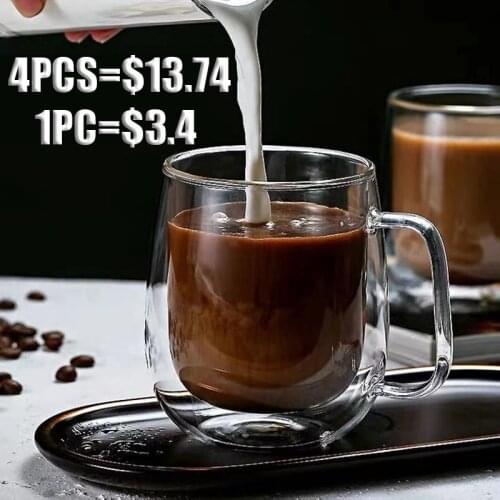 Transparent double-layer wall insulated cup Milk coffee drink beer glass mug Heat resistant gift Household Office Water cup hot