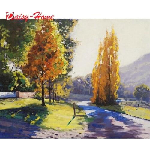 5D Diamond Painting Tree Fall Full Square/Round Rhinestone Scenery Autumn Diamond Mosaic Full Layout Cross Stitch Home Decor