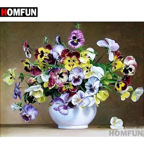 HOMFUN Diamond Painting "Colored flowers" DIY 5D Diamond Embroidery Sale Full Set Rhinestone Cross Stitch Home Decor A06937