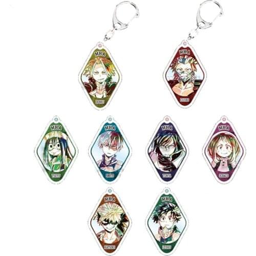 Anime My Hero Academia Keychain Todoroki Shouto Cosplay One Sided Transparent Acrylic Key Chain Cute Funny Jewelry Fans Gift