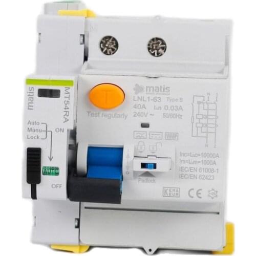Matis MT54RA Auto recloser match RCCB type B 2p 40A 30mA circuit breaker