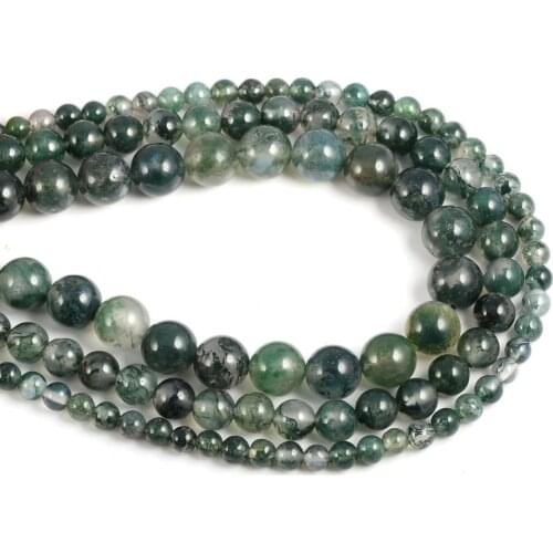 Natural Semi Precious Stone Bead Aquatic Plants Agates Grade A Circular DIY For Making Necklaces Bracelets And Earrings 4/6/8mm