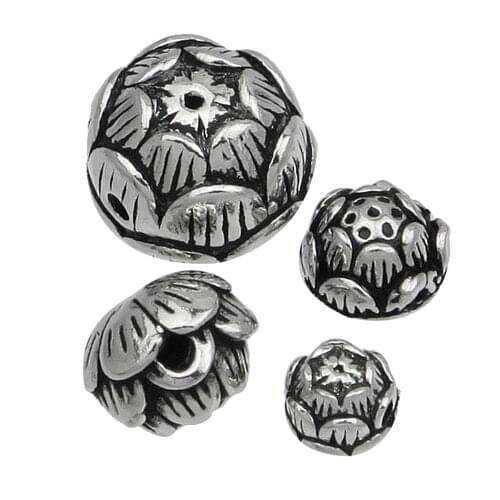 Handmade 925 silver lotus beads jewelry beads thai silver diy jewelry accessories buddhist lotus beads