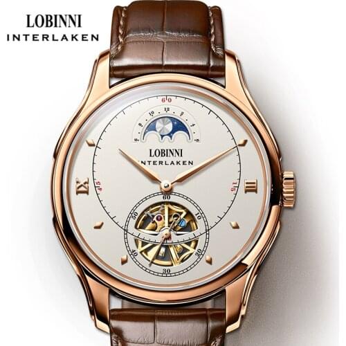 LOBINNI Top Brand Men Business Watch Seagull Movement Mechanical Clock Sapphire Glass Waterproof 50m Mens Wristwatch Reloje