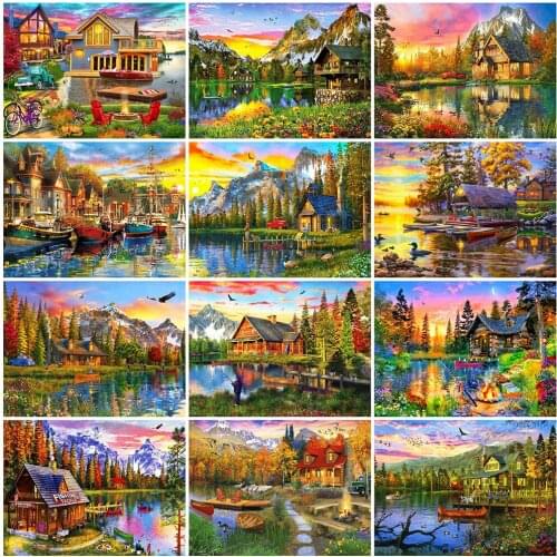 Evershine 5D DIY Diamond Painting House Hobbies And Crafts Diamond Embroidery Lake Landscape Cross Stitch Nature Home Decoration