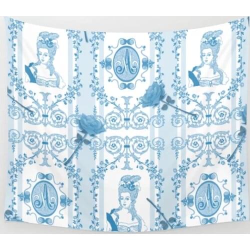 Marie Antoinette Monogram Aqua Tapestry Wall Hanging Tapestries Wall Decor Coverlet Blanket Towel Throw Personalized Table Cloth