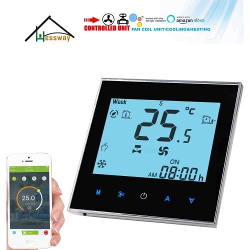 HESSWAY Fan 0-10V proportional & valve switch WIFI THERMOSTAT for 2-tube fan coil with modulating fan output