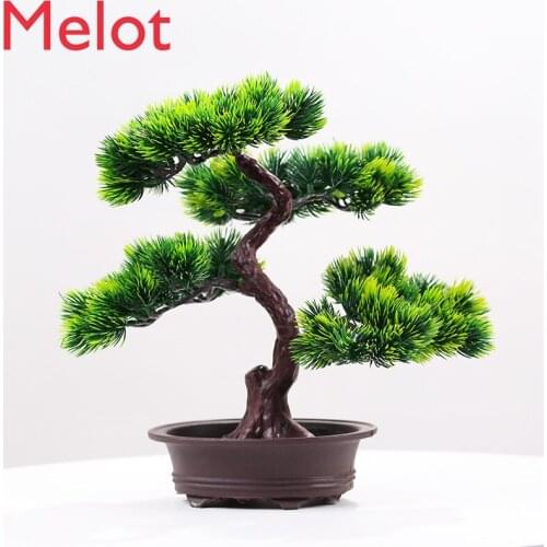 Artificial Greeting Pine Potted Decoration Large and Medium Size Simulation Pine Bonsai Green Plant Ornaments