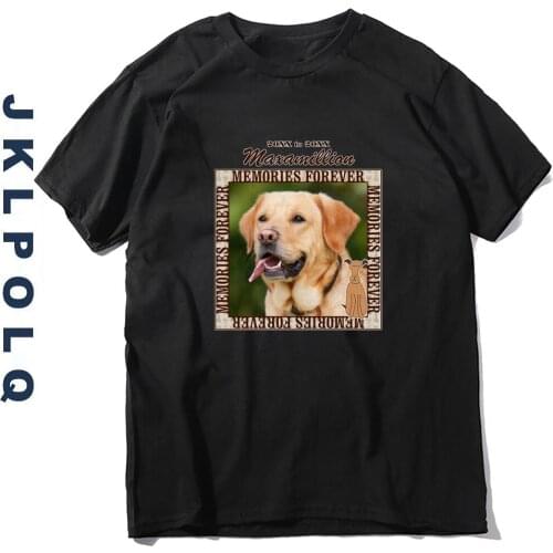 JKLPOLQ Summer Oversized Harakjuku Mens T Shirts Memorialize Your Dog Printing Mans Tshirt Cotton Tees Eu Size XS-3XL