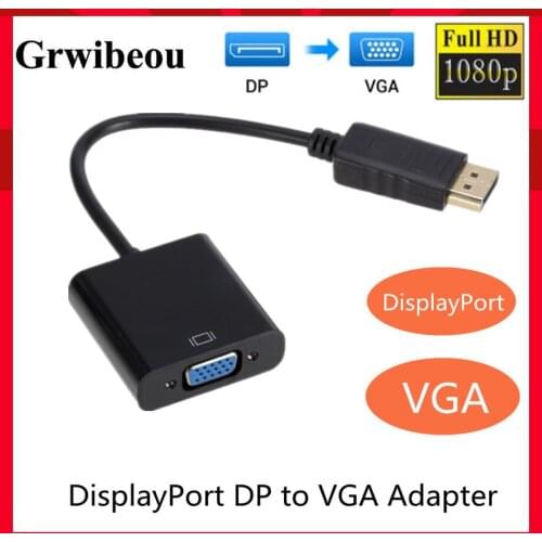 GRWIBEOU DisplayPort Display Port DP to VGA Adapter Cable Male to Female Converter for PC Computer Laptop HDTV Monitor Projector