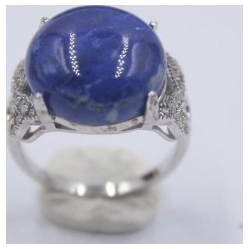 Solid S925 Sterling Silver Women Ring Round Lapis Lazuli Perfect Knot Ring 15mmW US6-9