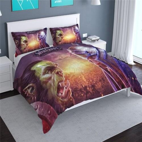 Popular Game World of Warcraft 3d Bedding Set Duvet Cover Set with Pillowcase Adult Kids Cartoon Bed Linen Bedclothes King Size