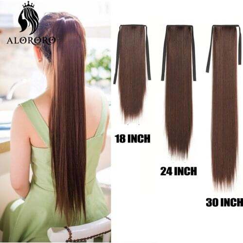 Ponytail Long Wrap Around Clip In Straight Wig Ponytail Hair Extensions 18/24/30 Inch Synthetic HairPiece Ponytail Fake Hair