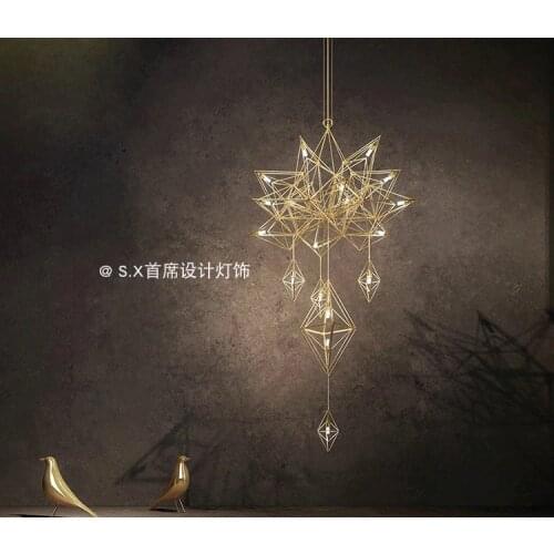 Creative bedroom duplex shopping mall commercial geometry iron art conference room hotel engineering creative chandelier led