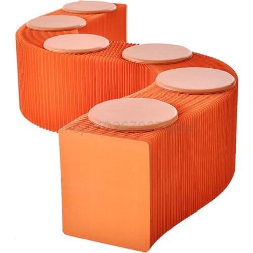 Creative Telescopic Folding Stool Space Saving Furniture Special-shaped Organ Kraft Paper Sofa Bench