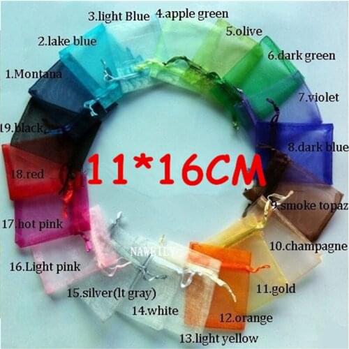 Drawstring Pouches Organza Bags 11x16cm Multi Colors Jewelry packaging Gift Bags,Packing bags Wholesale100pcs/lot
