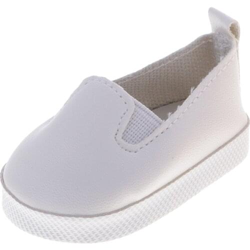 Trendy White PU Leather Slip-on Shoes for 18'' AG American Doll Doll Accessory