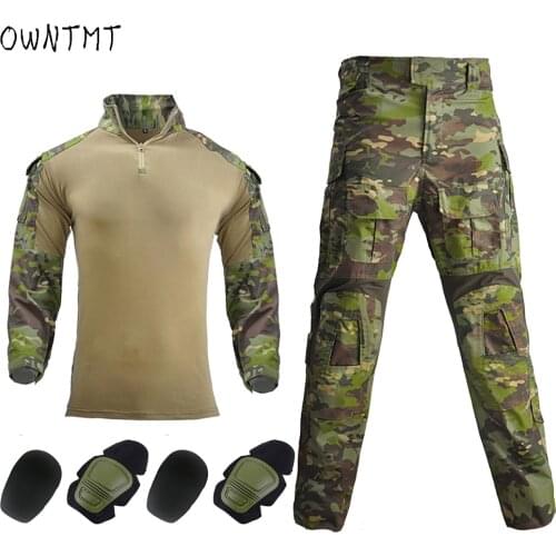 Tactical Uniforms Men G3 Camouflage Military Clothing Sets Airsoft Paintball CS Combat Shirt Tactical Pants with Knee Pads Male