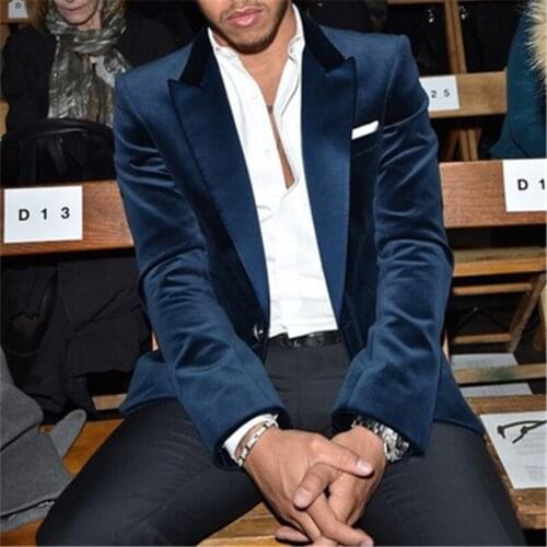 New Navy Blue Velvet Suit Men 2 Pieces(Jacket+Pants+Tie) Latest Coat Pant Designs Formal Slim Fit Wedding Tuxedo Prom Groom 109