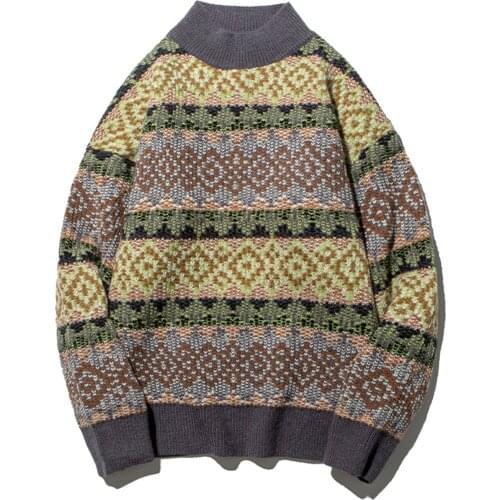 Hip Hop Stripe Geometric Knitted Sweater Men 2020 Color Block Harajuku Jumper Sweater Oversize Pullover Cotton Christmas