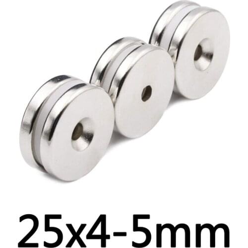 5/10/20PCS 25x4-5 Neodymium Magnet 25*4 Hole 5mm N35 Round Strong Countersunk Permanent Magnetic Magnets 25*4-5 Disc magnet