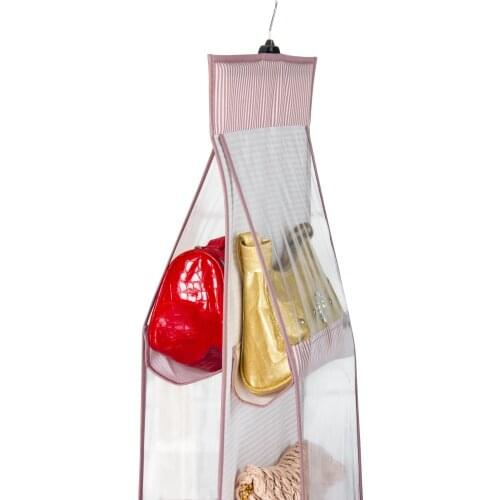 New 10 Pocket Hanging Purse Handbag Organizer Wardrobe Foldable Storage Holder Shoe Bag Wall Clear Girl Woman Bags Organizer