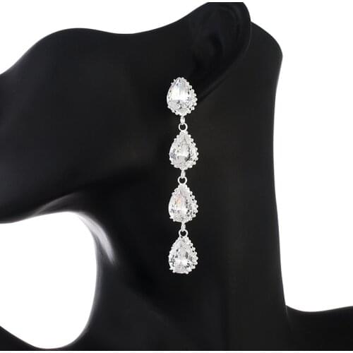 YFJEWE New Arrival Halo Pear Cut Cubic Zirconia CZ Crystal Wedding Drop Earrings Bridal or Bridesmaid Jewelry E742