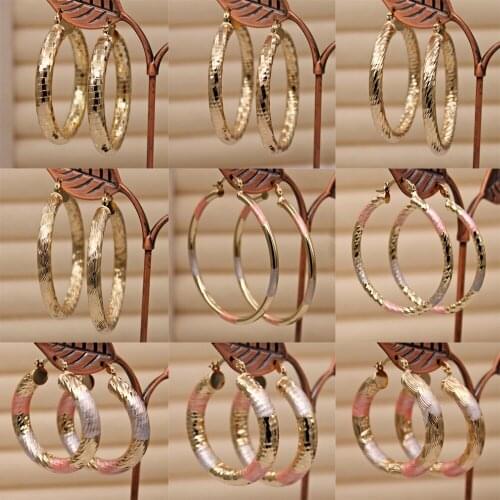 New Trendy Eardrop Round Gold Earring Hoop Earrings For Women Girls Fashion Jewelry Accessories Wedding Party Daily Gift