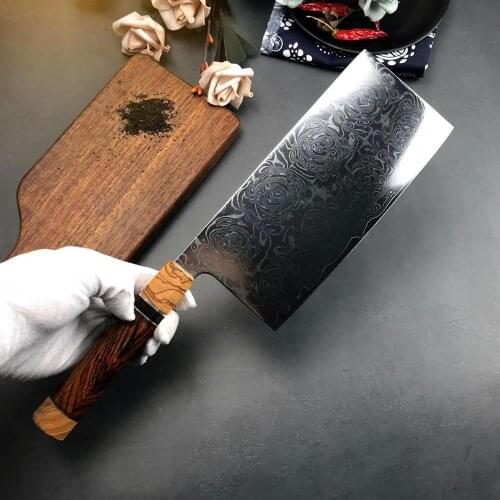 VG10 Damascus Steel Chinese Cleaver Ebony Handle Chefs Knife Slicing Knife Kitchen Cuisine Knives Cooking Tools