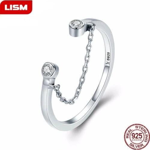 Genuine 925 Sterling Silver Dangle Open Finger Rings Shine Luxury CZ Zircon for Women Luxury Sterling Silver Jewelry