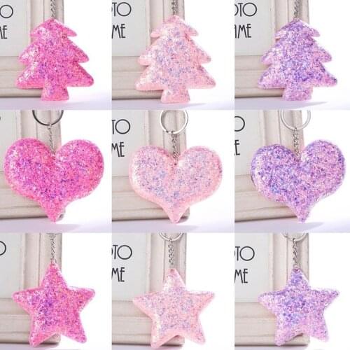 Sequin Heart Pendant Decorations Tree Keychain Tree Hanging Ornaments Gift Party Home Decoration