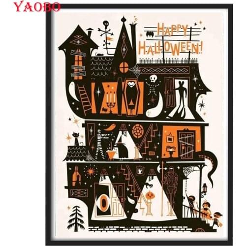 Full square/Round Diamond embroidery Halloween Haunted House diamond Painting Cross Stitch Rhinestone Of picture Mosaic Diamond