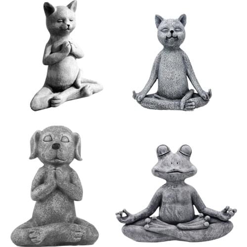 Hot Resin Craft Buddha Meditation Frog Dog Cat Statue Animal Art Yoga Figurine Garden Outdoor Sculpture Ornaments Birthday Gifts