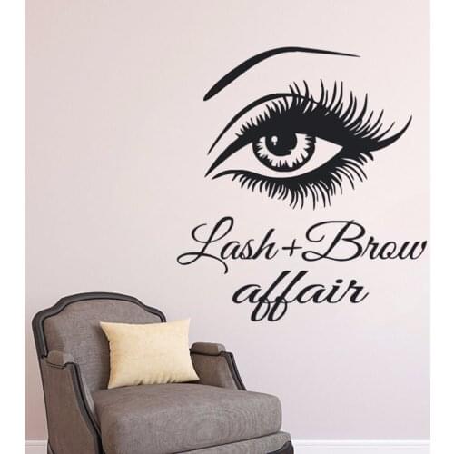 Eyelash & Eyebrow Wall Sticker Beauty Salon Decoration Long Eyelashes Wall New Design Vinyl Eyelashes Art Mural L775