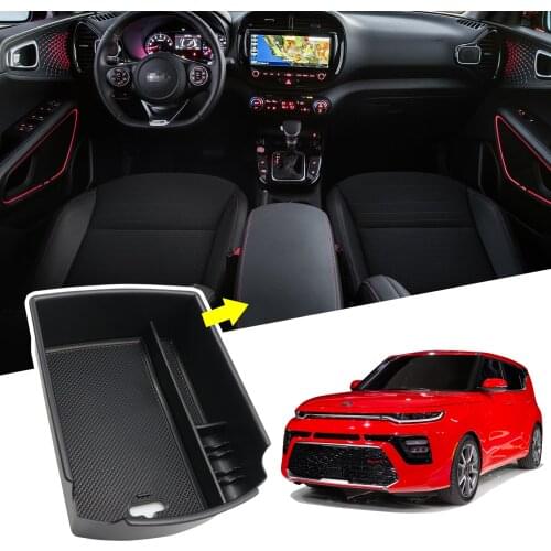 RUIYA Car Armrest Box Storage For Soul EV 3th/Soul Booster 2020 Central Control Container Auto Interior Organizer Accessories