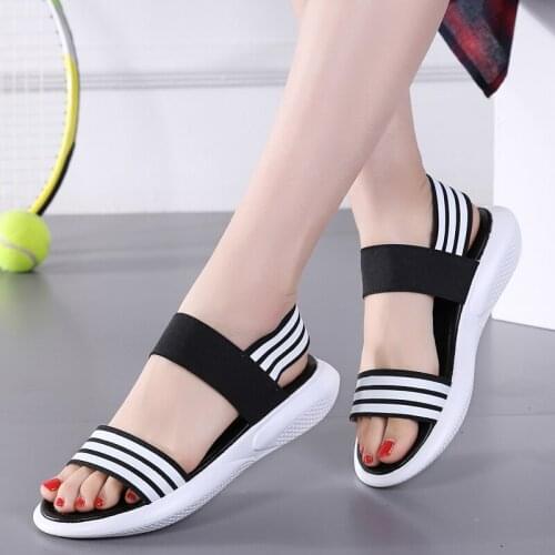 New Elastic Leisure Comfortable INS Burst Models Sandals Comfortable Versatile Women Shoes Elastic Band Gingham Women Sandals