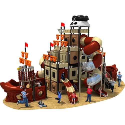 Standard exported outdoor plastic playground equipment park slide pirates ship play structrue YLW-OUT171073