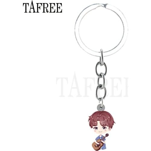 TAFREE Famous Chinese Movie Star Wang Yibo Figure Acrylic Keyrings Handsome Young Man Keychains Accessory Jewelry For Girls