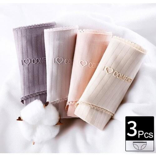 3Pcs/Set Cotton Panties Solid Color Cotton Briefs Underwear Women Lingerie Female Fashion Panty Seamless Woman Underpants Tangas