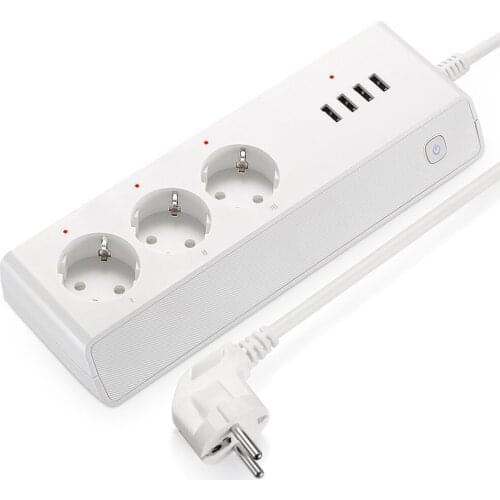 WiFi smart plug EU standard Tuya application Alexa Google Home10Amp remote voice USB power strip socket