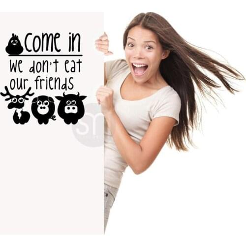 Funny Come In We Do Not Eat Our Friends Wall Sticker Entryway Living Room Welcome Hello Quote Wall Decal Vinyl Home Decor