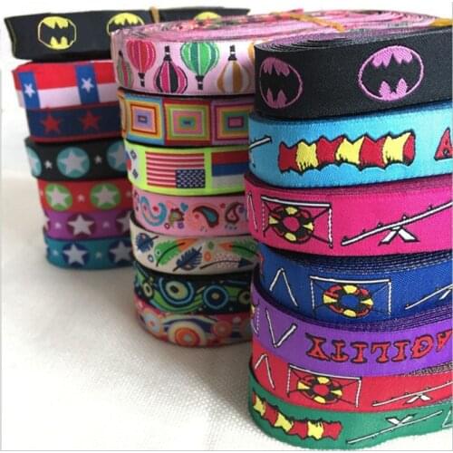 100% Polyester Cartoon Woven Jacquard Ribbon 5/8 "(7/8") 10yards For DIY Dog Collar And Hats Home Textile Accessories 20 Design