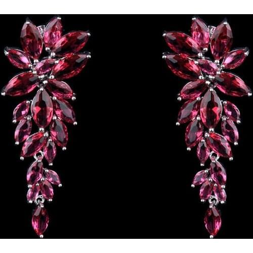 YAN MEI Elegant High Quality Cubic Zirconia Earrings White Gold Color Leaves Drop Earrings GLE1605