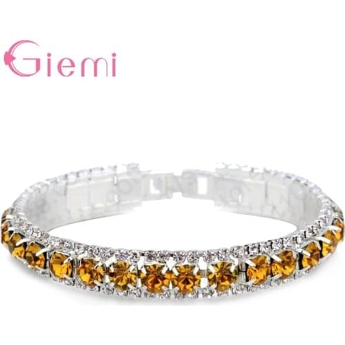 Genuine Precious Female Women Bracelet With Clean Cubic Zirconia Crystal 925 Sterling Silver Jewelry For Party Wedding