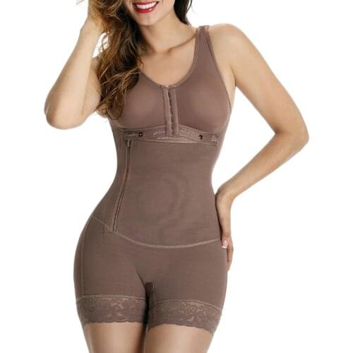 WomenS Bodysuit Waist Trainer Body Shaper Flatten Abdomen Front Closure Charming Curves Short Leg Shaper