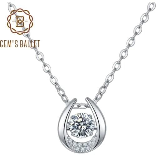 GEMS BALLET 925 Sterling Silver Twinkle Moissanite Jewelry 5.0mm 0.5Ct Moissanite Diamond Pendant Necklace For Women Wedding