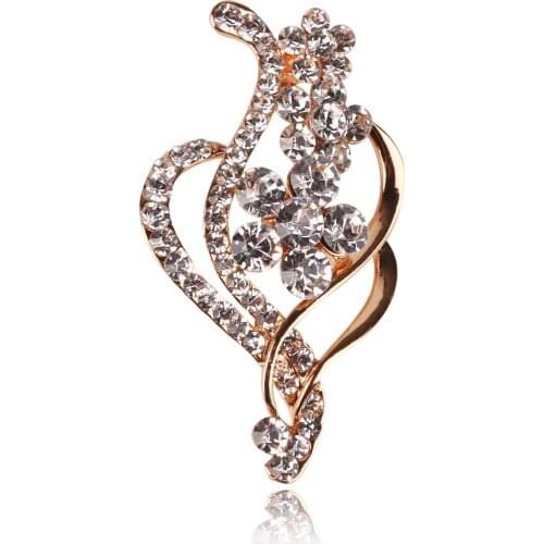 1pcs 31x54mm Esquisite and Fashion Korean geometric flower brooch rhinestone alloy brooch for women wedding dress Accessories