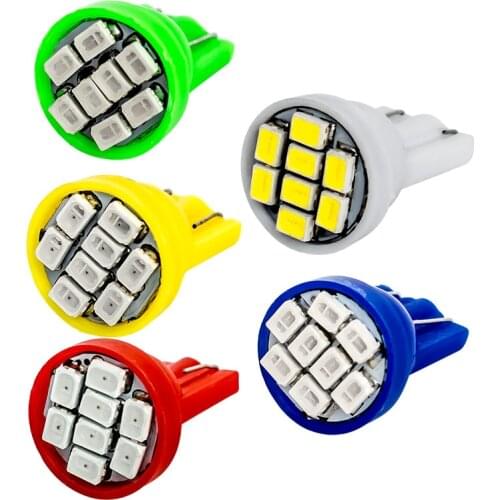 10pcs T10 LED Wedge Bulb 8 Smd 1210 Led W5W 2825 158 192 168 Car Parking Light Auto Dashboard Indicator Lamps DC 12V 10X