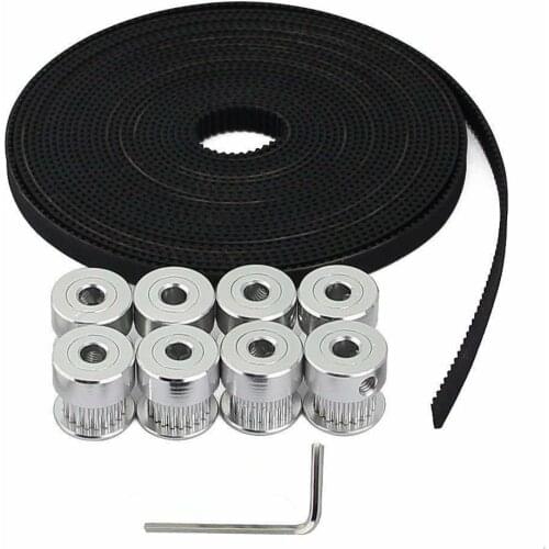 2mm Pitch 6mm Wide Open Timing Belt + 8pcs 5mm 20 Teeth Aluminum Timing Pulley Wheel For Reprap 3d Printer Prusa I3 Mendelmax